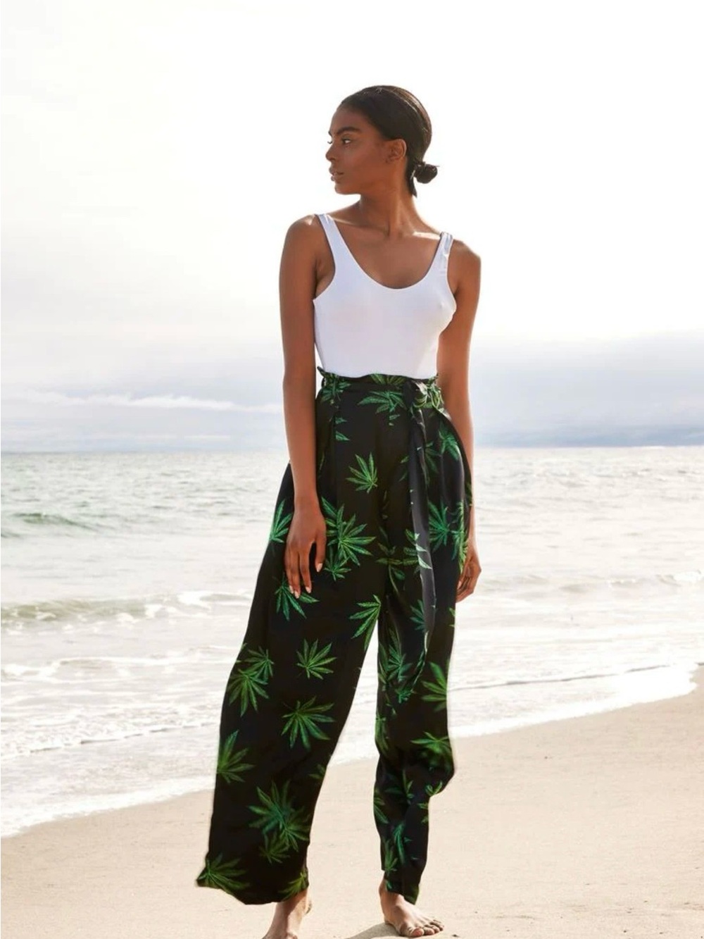 Wide-Leg Black MJ cannabis Pants